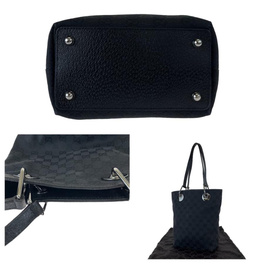 GUCCI（グッチ） 美品 ブラック シルバー金具 GGキャンバス/レザー