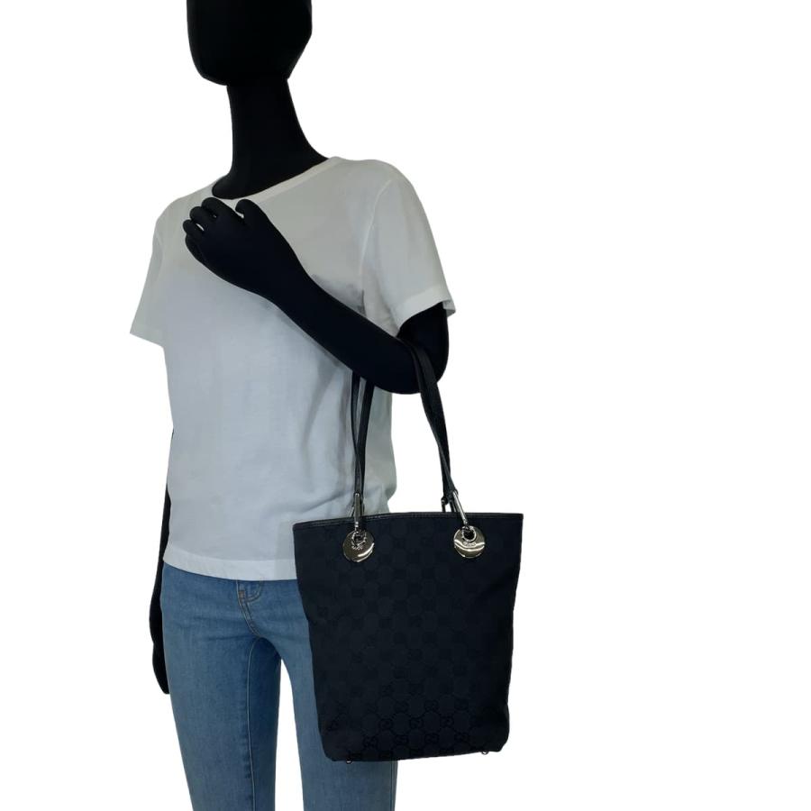 GUCCI（グッチ） 美品 ブラック シルバー金具 GGキャンバス/レザー