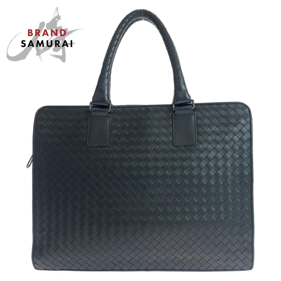人気♡A4可♡ボッテガヴェネタ イントレチャート レザー ビジネスバッグ BOTTEGAVENETA ボッテガヴェネタ イントレチャート ブラック 黒 レザー