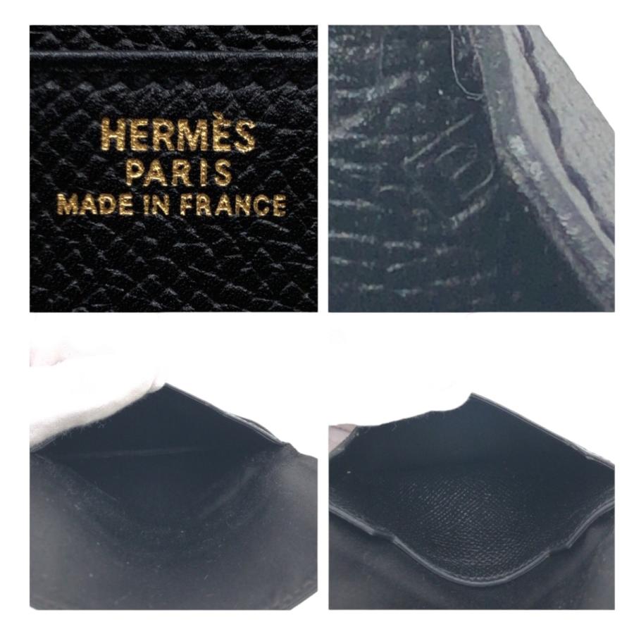 HERMES（エルメス） ブラック 黒 エプソン シルクイン レザー カード