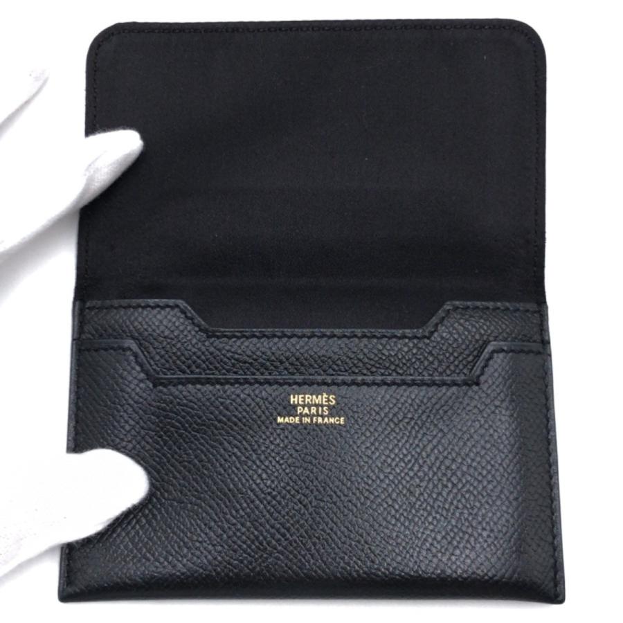 HERMES（エルメス） ブラック 黒 エプソン シルクイン レザー カード