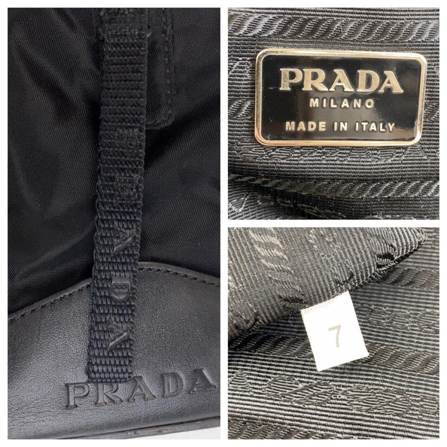 PRADA（プラダ） テスート 三角ロゴプレート ブラック シルバー金具