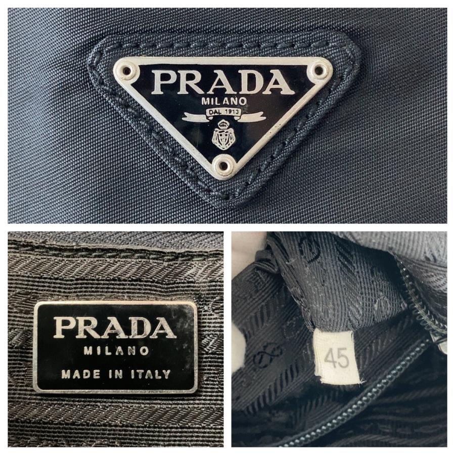 PRADA プラダ テスート 三角ロゴプレート ブラック 黒 シルバー PRADA プラダ テスート 三角ロゴプレート ブラック 黒 シルバー