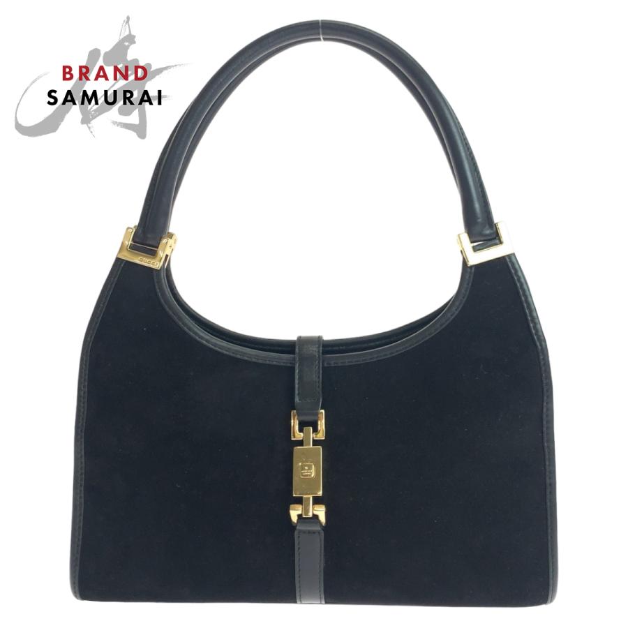 美品 GUCCI グッチ ジャッキー ブラック 黒 ゴールド金具 スウェード 002 1068 ハンドバッグ 肩掛け レディース 406024 【中古】 GUCCI（グッチ） 美品 ジャッキー ブラック 黒 ゴールド金具