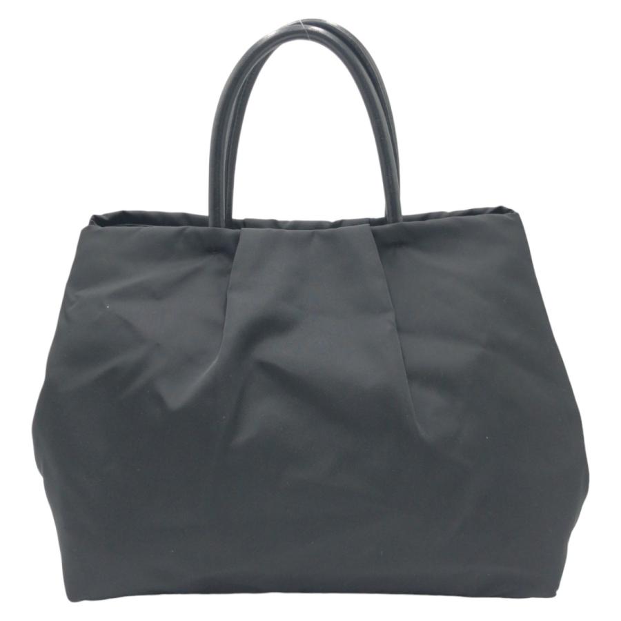プラダ ハンドバッグ リボン ゴールド金具 ロゴ テスートナイロン ブラック PRADA 美品 プラダ テスート 三角ロゴ リボン ブラック 黒