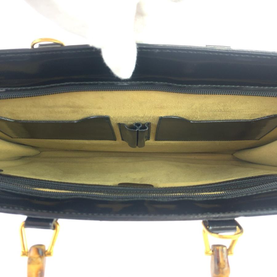 GUCCI 美品 グッチ バンブー ブラック 黒 ゴールド金具 パテントレザー