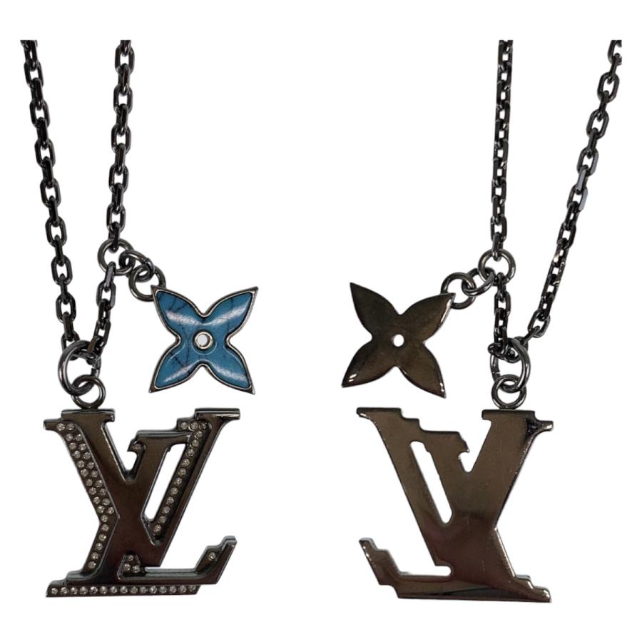 美品 ルイヴィトン LVイニシャル ターコイズブルー シルバー金具 メタル/ラインストーン M80208 ネックレス ペンダント 406209 | LOUIS VUITTON | 04