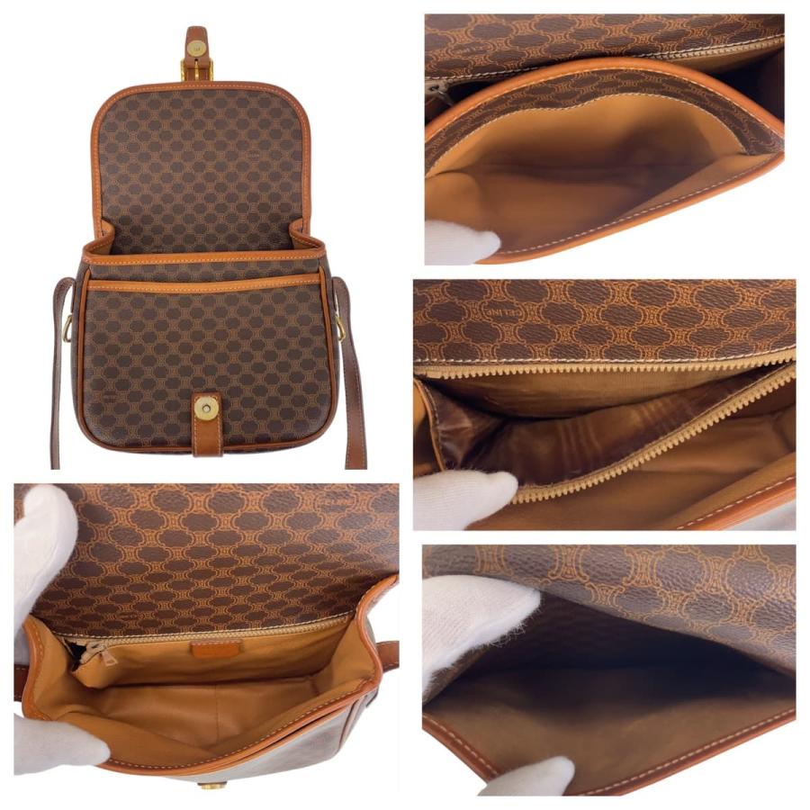 【美品】セリーヌ ハンドバッグ マカダム ゴールド金具 ロゴ レディース 茶 5me5381】セリーヌ ハンドバッグ マカダム PVC ブラウン