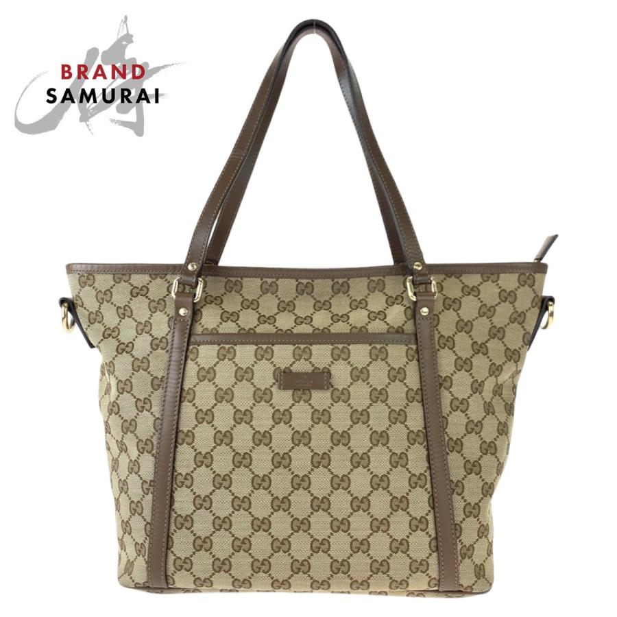 美品 GUCCI グッチ ベージュ ブラウン 茶 GGキャンバス 388929 