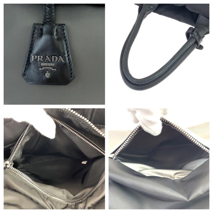 PRADA（プラダ） テスート 三角ロゴプレート グレー ブラック 黒