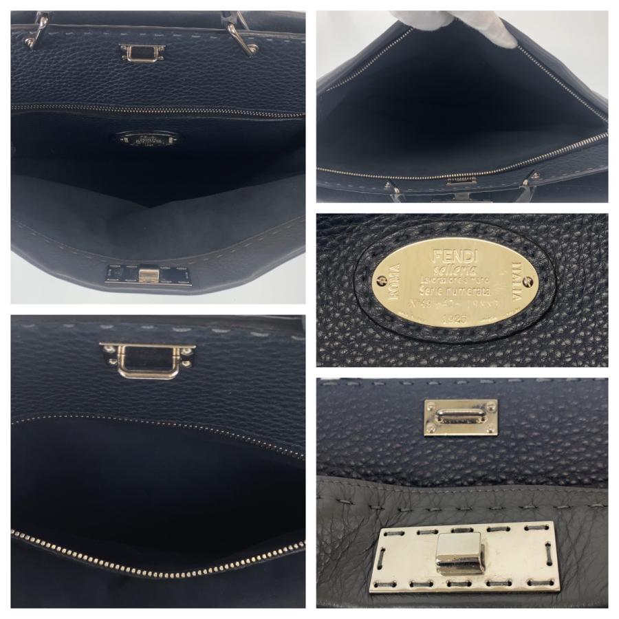FENDI☆フェンディ　ピーカブー グレー レザービジネスバッグ FENDI（フェンディ） 美品 セレリア ピーカブー グレー シルバー金具