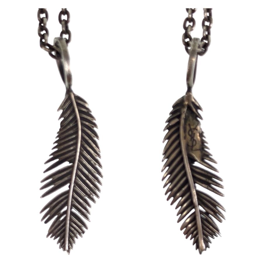 美品 SAINT LAURENT サンローラン YSL シルバー メッキ ネックレス フェザーネックレス メンズ 406504 |  | 03