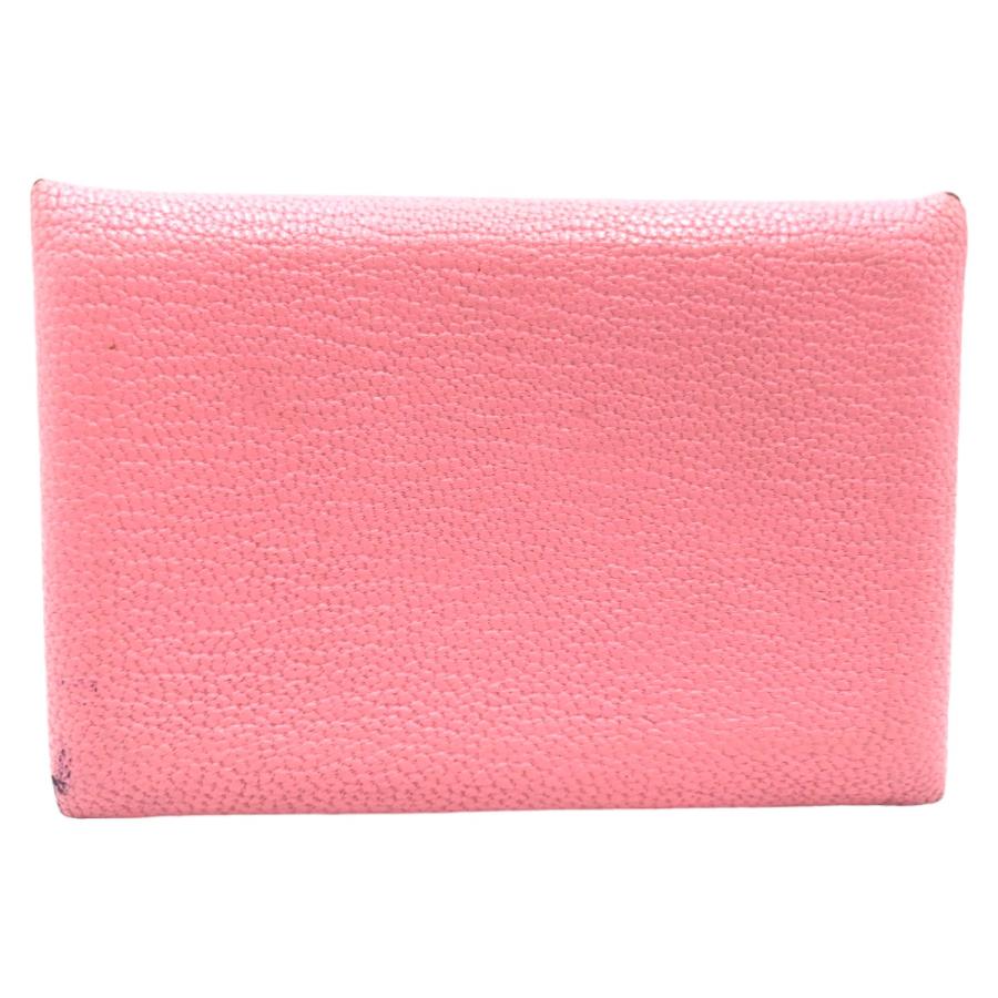 HERMES エルメス カルヴィ ピンク ローズアザレ シェーブル カードケース 名刺入れ フラグメントケース □R刻印 レディース 406688 【中古】 HERMES（エルメス） カルヴィ ピンク ローズアザレ シェーブル カード