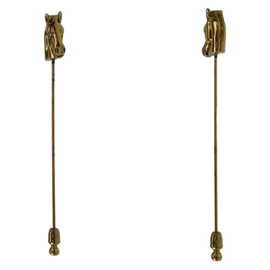 美品 HERMES エルメス ヴィンテージ シュバルホース 男女兼用 ゴールド 金 メッキ/メタル ピンブローチ レディース 406748 | HERMES | 02