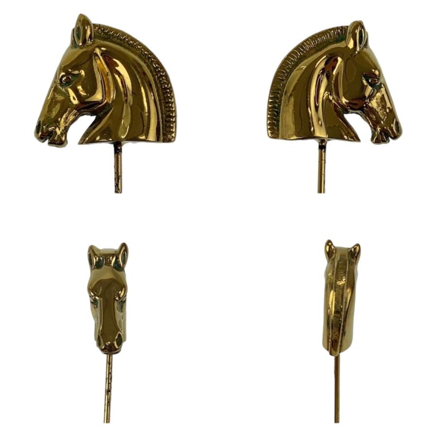 美品 HERMES エルメス ヴィンテージ シュバルホース 男女兼用 ゴールド 金 メッキ/メタル ピンブローチ レディース 406748 | HERMES | 03