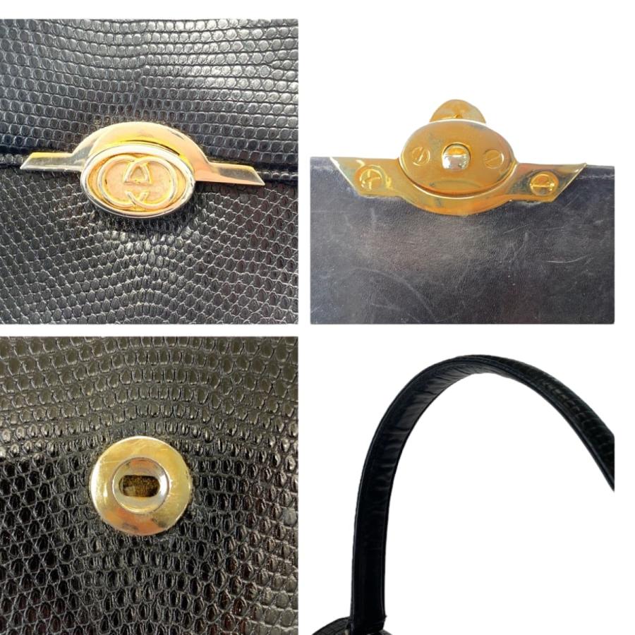 GUCCI グッチ ヴィンテージ オールドグッチ ブラック 黒 ゴールド金具