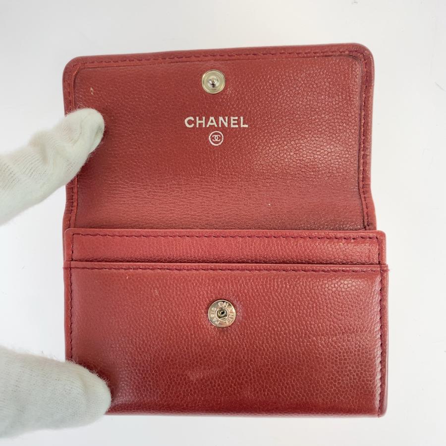 CHANEL 美品 シャネル ココマーク レッド 赤 ボルドー シルバー金具