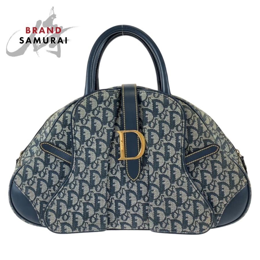 美品 Dior ディオール トロッター サドルバッグ ネイビー 紺 グレー 