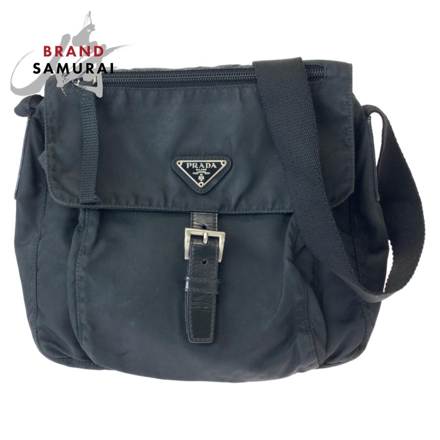 PRADA（プラダ） テスート 三角ロゴプレート ブラック 黒 シルバー金具