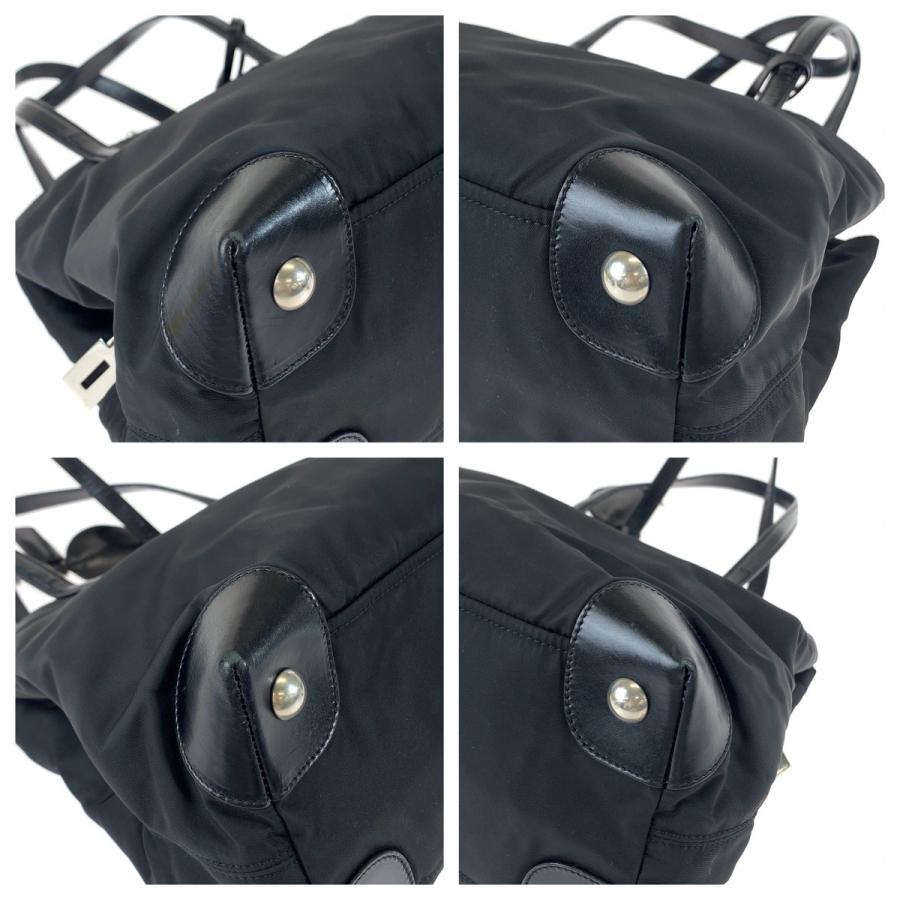 PRADA 美品 プラダ テスート 三角ロゴプレート ブラック 黒