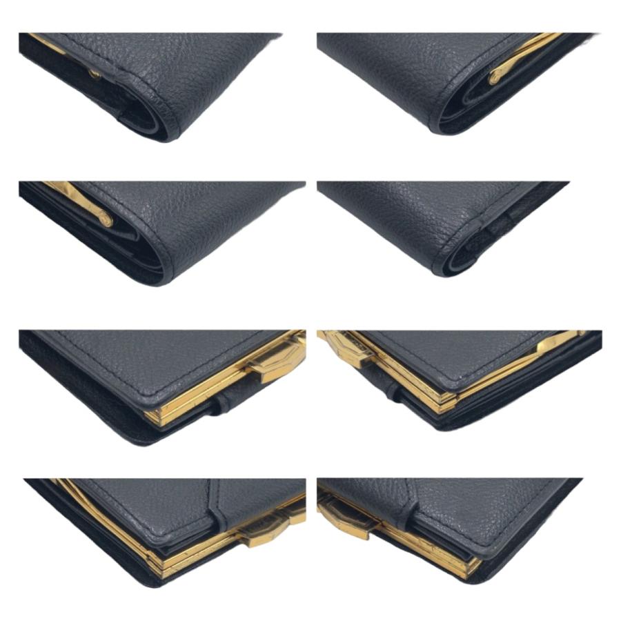 YSL ブラックレザー コンパクト財布 Yves Saint Laurent YVES SAINT LAURENT イヴ・サンローラン