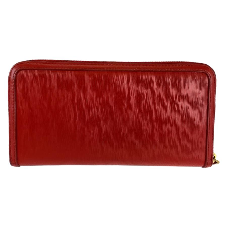PRADA（プラダ） 美品 リボン レッド ゴールド金具 レザー 長財布