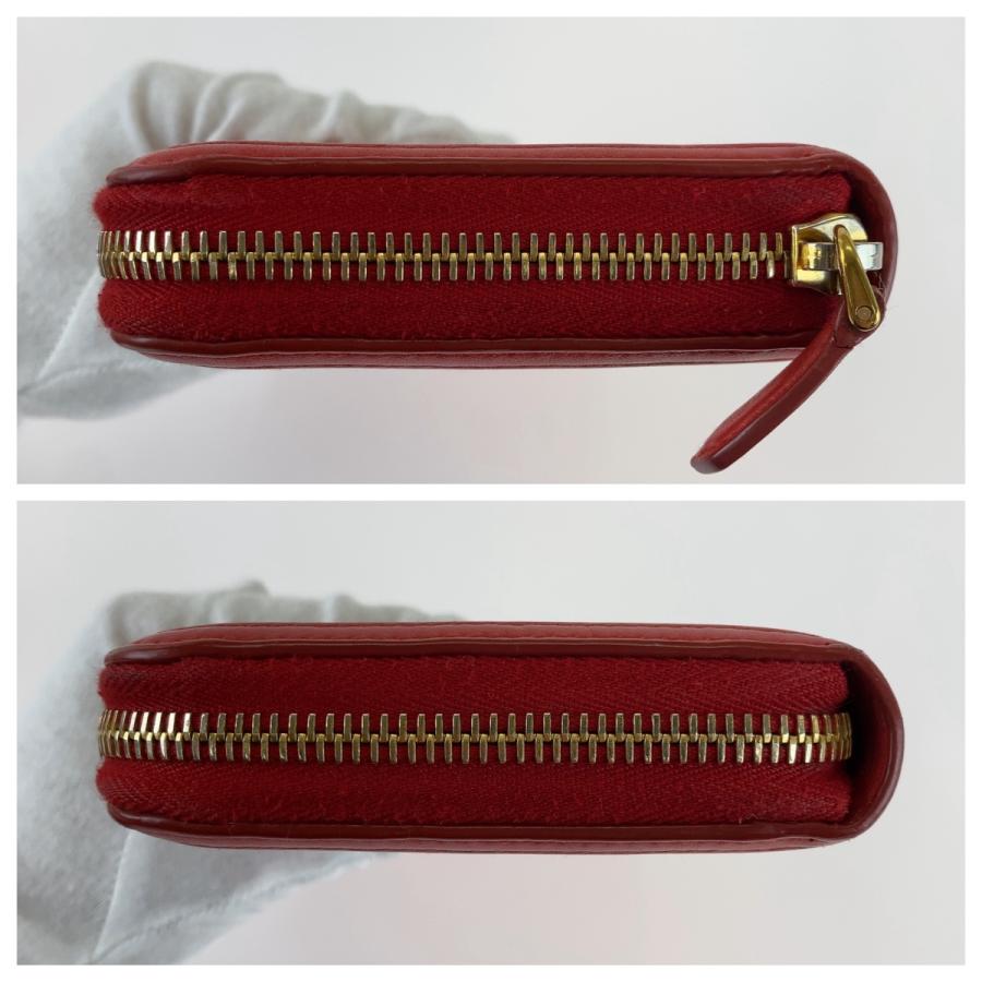 PRADA（プラダ） 美品 リボン レッド ゴールド金具 レザー 長財布