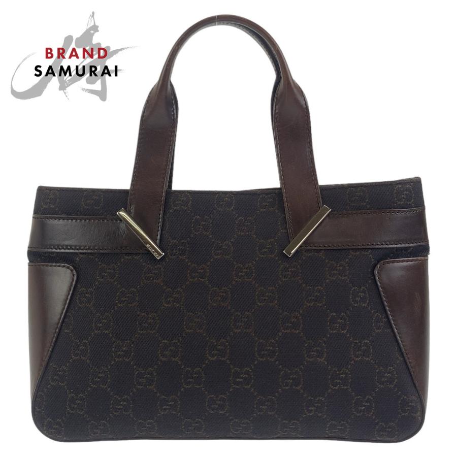 美品 GUCCI グッチ GG柄 ブラウン シルバー金具 GGキャンバス/レザー 