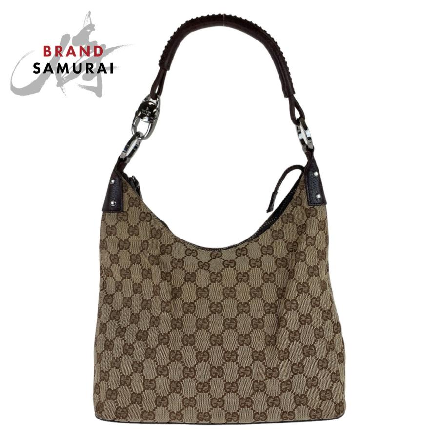 GUCCI グッチ ホーボー GG柄 ベージュ ブラウン シルバー金具 GG 