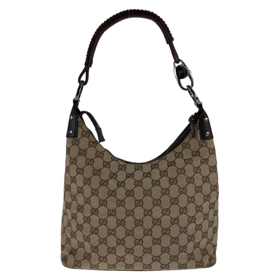 美品✨️GUCCI　ワンショルダーバッグ　ホーボー　GGキャンバス　エナメル総柄 GUCCI（グッチ） ホーボー GG柄 ベージュ ブラウン シルバー金具 GG