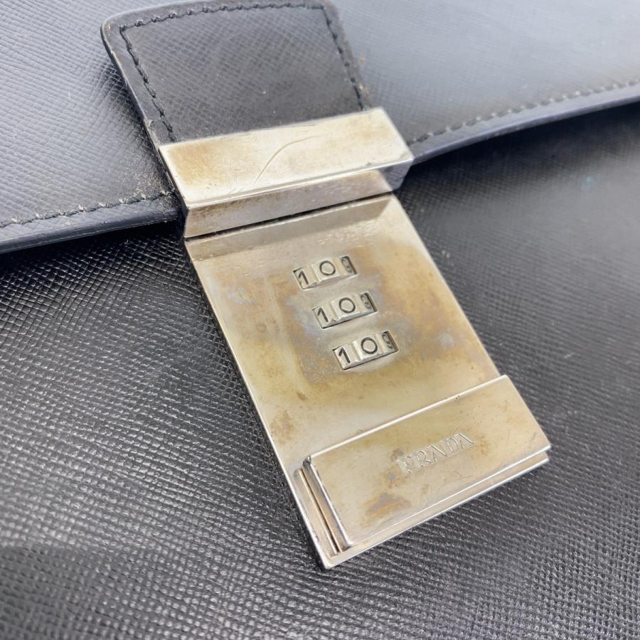 PRADA プラダ サフィアーノ ブラック 黒 シルバー金具 レザー ビジネスバッグ ブリーフケース A4収納 メンズ 407235 | PRADA | 05