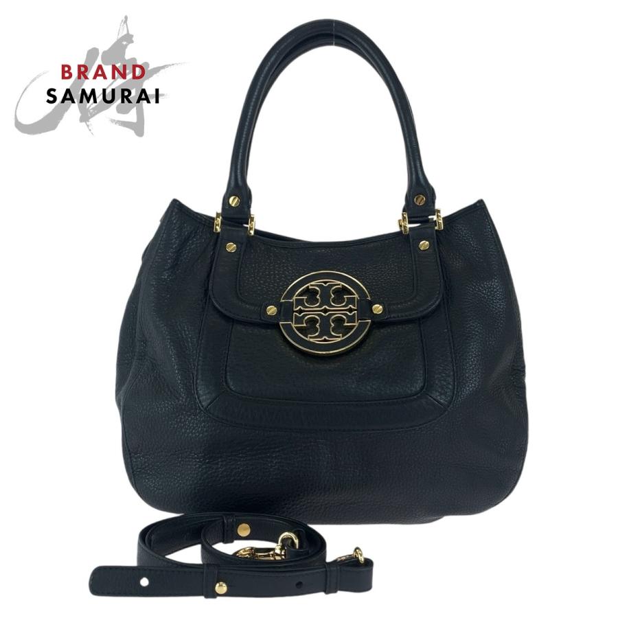 【美品】トリーバーチ　アマンダ　2way ショルダーバッグ　トート　レザー　黒 TORY BURCH 美品 Tory Burch トリーバーチ アマンダ ブラック 黒