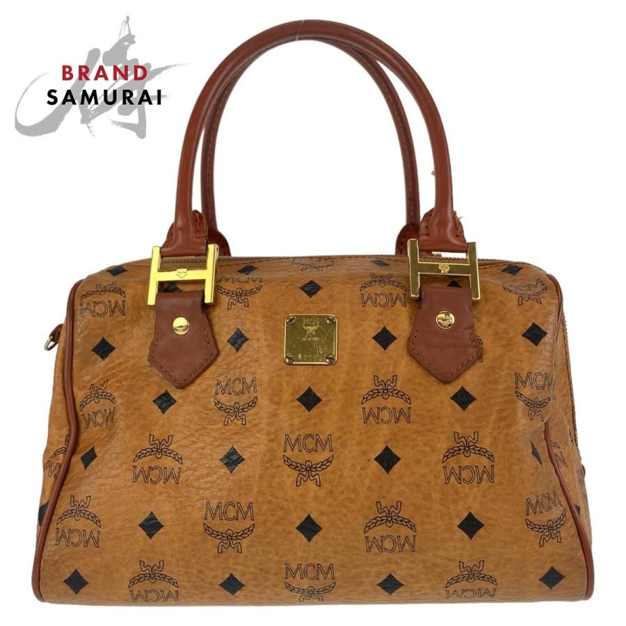 MCM エムシーエム ロゴグラム ボストンバッグ コニャック ブラウン キャメル MCM エム・シー・エム ヴィセトス ロゴグラム コニャック