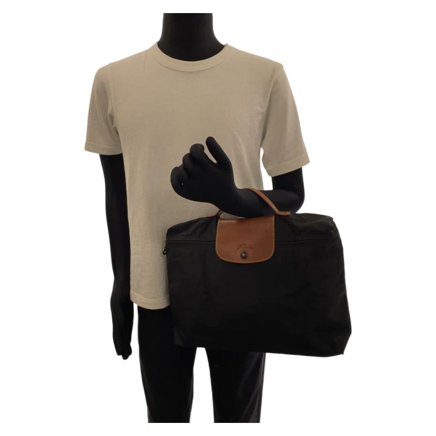 美品 Longchamp ロンシャン ル プリアージュ ブラック 黒 ブラウン ポリエステル/レザー ハンドバッグ 折りたたみバッグ 407293 | LONGCHAMP | 05