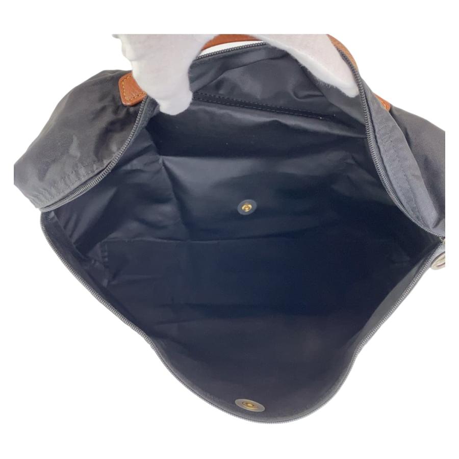 美品 Longchamp ロンシャン ル プリアージュ ブラック 黒 ブラウン ポリエステル/レザー ハンドバッグ 折りたたみバッグ 407293 | LONGCHAMP | 07