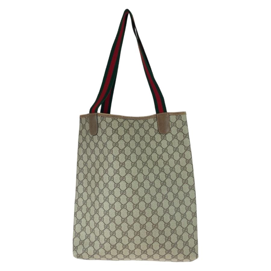 GUCCI グッチ ヴィンテージ オールドグッチ シェリーライン 男女兼用 ブラウン ベージュ GGスプリームキャンバス /レザー 39 02 003 トートバッグ ハンドバッグ メンズ 407294 【中古】 GUCCI（グッチ） ヴィンテージ オールドグッチ シェリーライン 男女