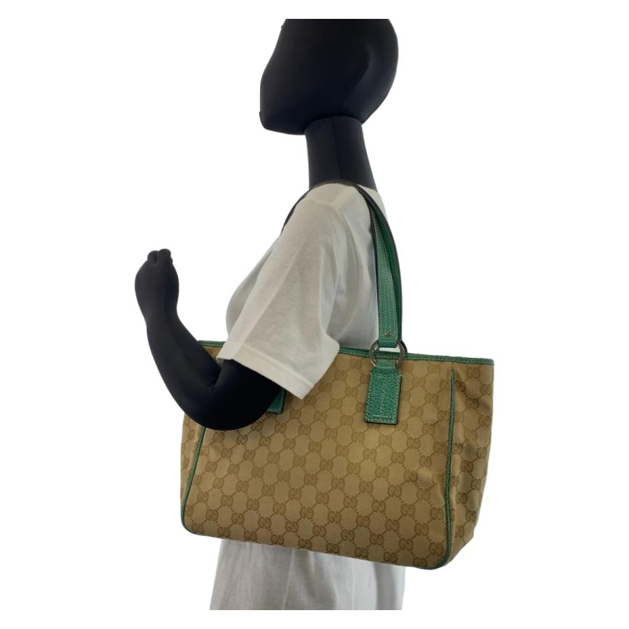GUCCI（グッチ） 美品 ベージュ グリーン シルバー金具 GGキャンバス 