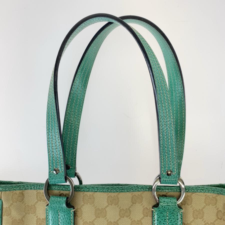 GUCCI（グッチ） 美品 ベージュ グリーン シルバー金具 GGキャンバス 