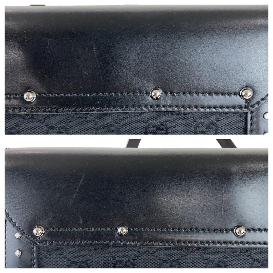 極美品 GUCCI ハンドバッグ GG キャンバス レザー スタッズ A4収納可 美品 GUCCI トートバッグ GGキャンバス レザー A4収納可能 - メルカリ