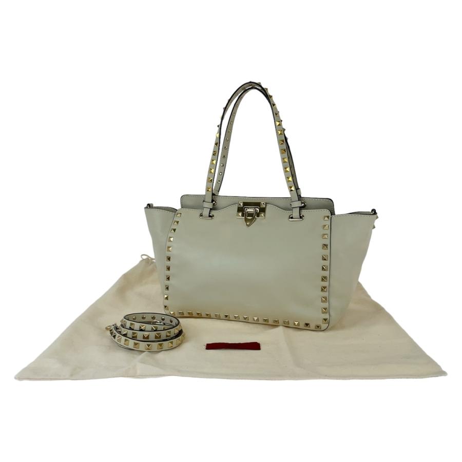 VALENTINO 美品 ヴァレンティノ ロックスタッズ ホワイト レザー 