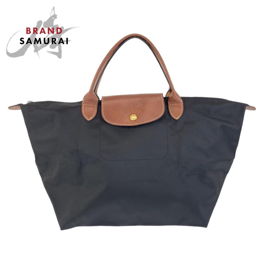 Longchamp ロンシャン ル プリアージュ ブラック ブラウン ナイロン/レザー トートバッグ ハンドバッグ 折りたたみバッグ 407383 | LONGCHAMP