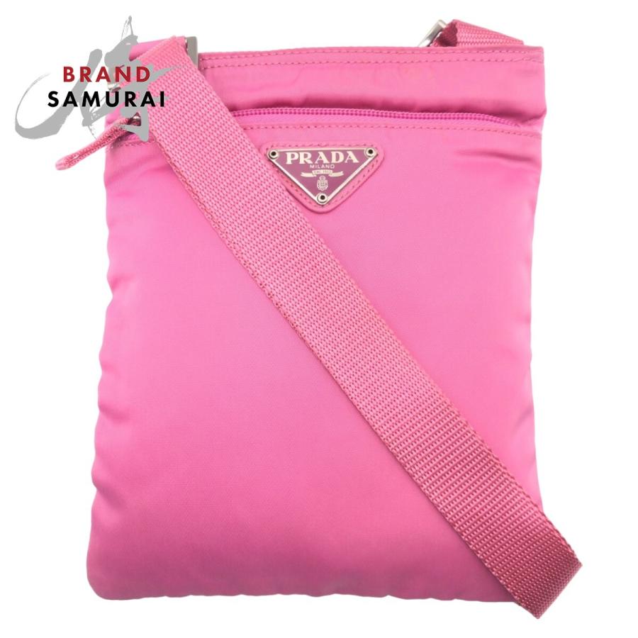 PRADA（プラダ） 美品 テスート 三角ロゴ ピンク シルバー金具 