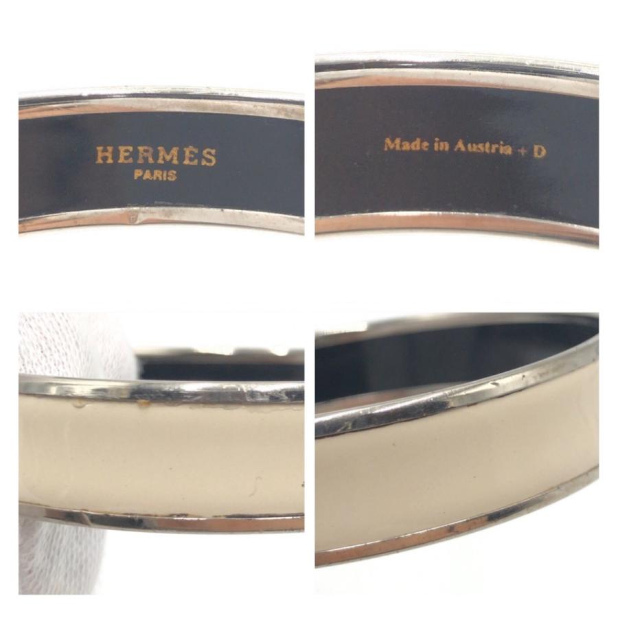 HERMES エルメス エマイユMM カレーシュ ベージュ シルバー金具 メッキ ブレスレット バングル メンズ 407394 | HERMES | 03