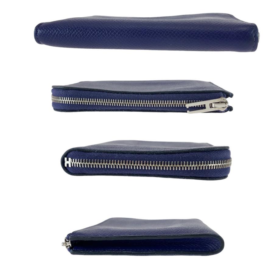 HERMES エルメス リミックスID 男女兼用 ブルー シルバー金具 ヴォーエプソン ケース カードケース 折財布 メンズ 407427 【中古】 HERMES（エルメス） リミックスID 男女兼用 ブルー シルバー金具