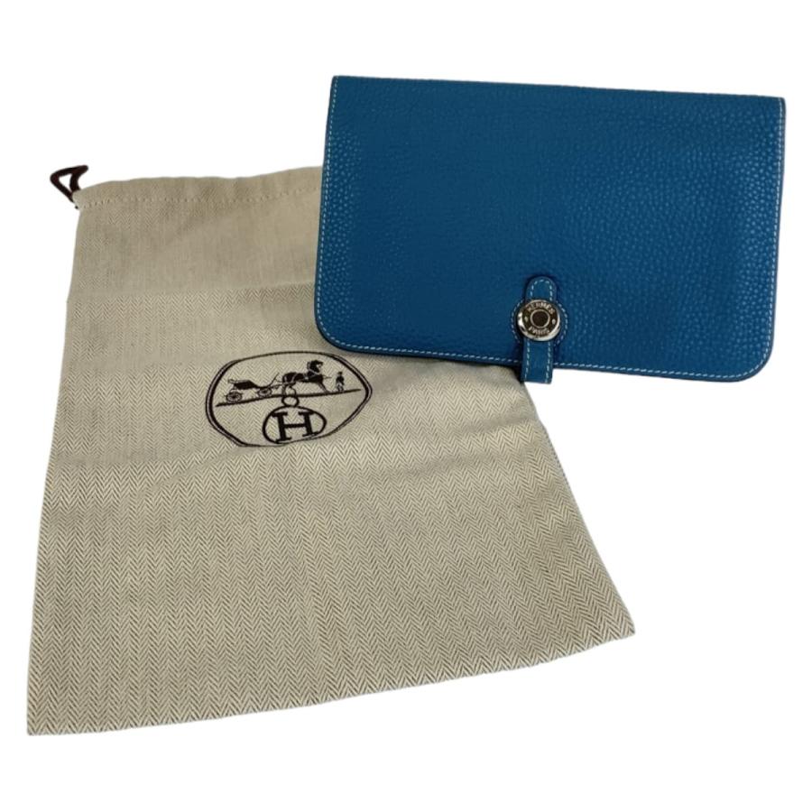 エルメス 長財布　ドゴン ブルージーン シルバー金具　ケース付き HERMES - HERMES(エルメス) 長財布 ドゴンGM ブルージーン シルバー