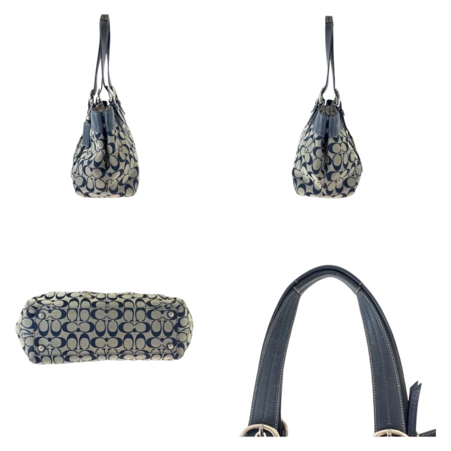 COACH（コーチ） シグネチャー ネイビー グレー シルバー金具