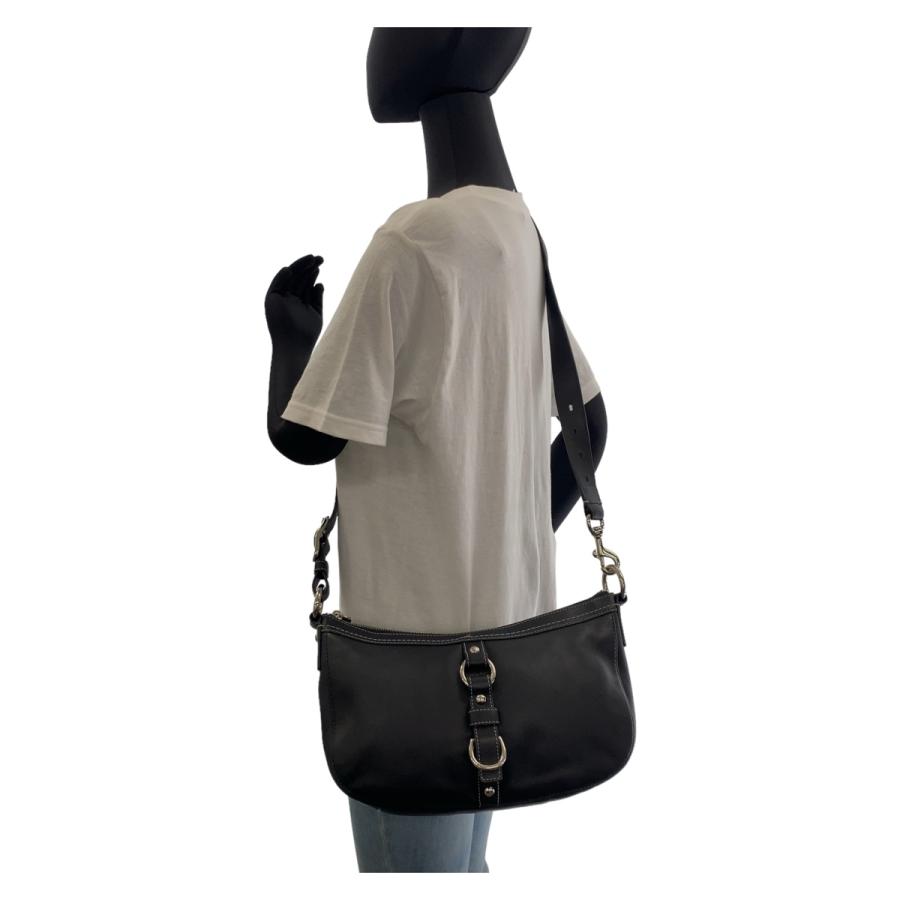 美品 COACH コーチ ブラック 黒 シルバー金具 レザー 斜め掛け ショルダーバッグ ハンドバッグ 2way レディース 407477 【中古】 COACH（コーチ） 美品 ブラック 黒 シルバー金具 レザー 斜め掛け