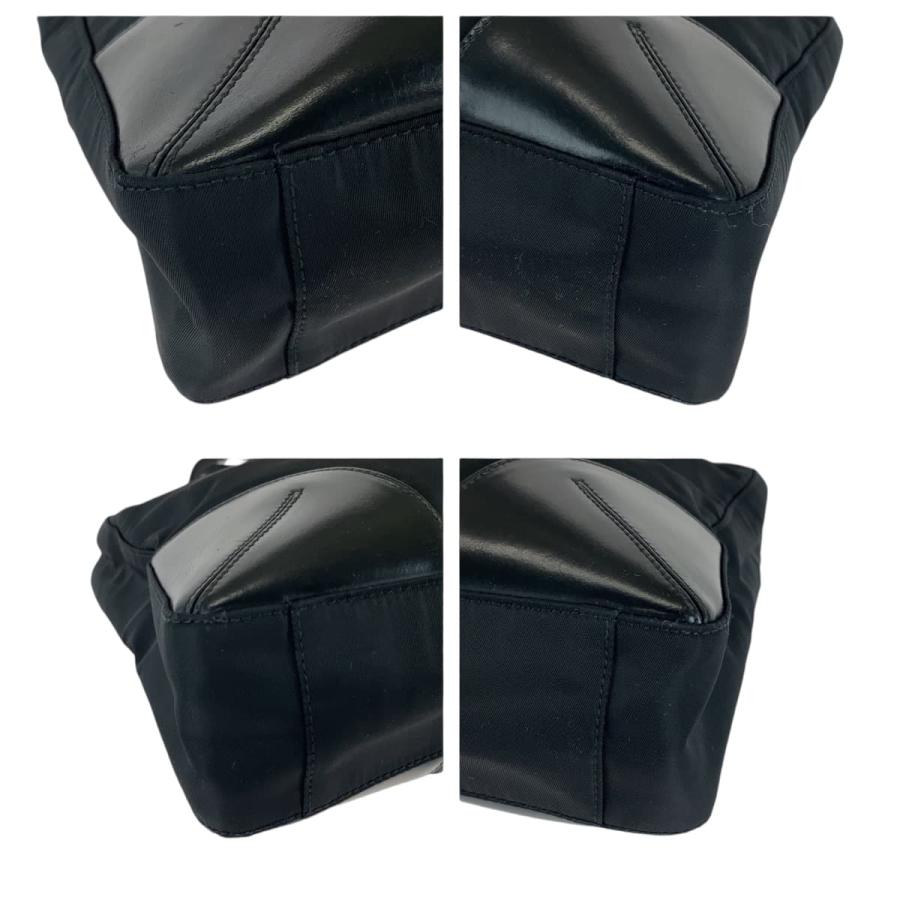 【美品】プラダ　ハンドバッグ　テスートナイロン　レザー　シルバー金具　ブラック PRADA 美品 プラダ テスート 三角ロゴプレート ブラック 黒