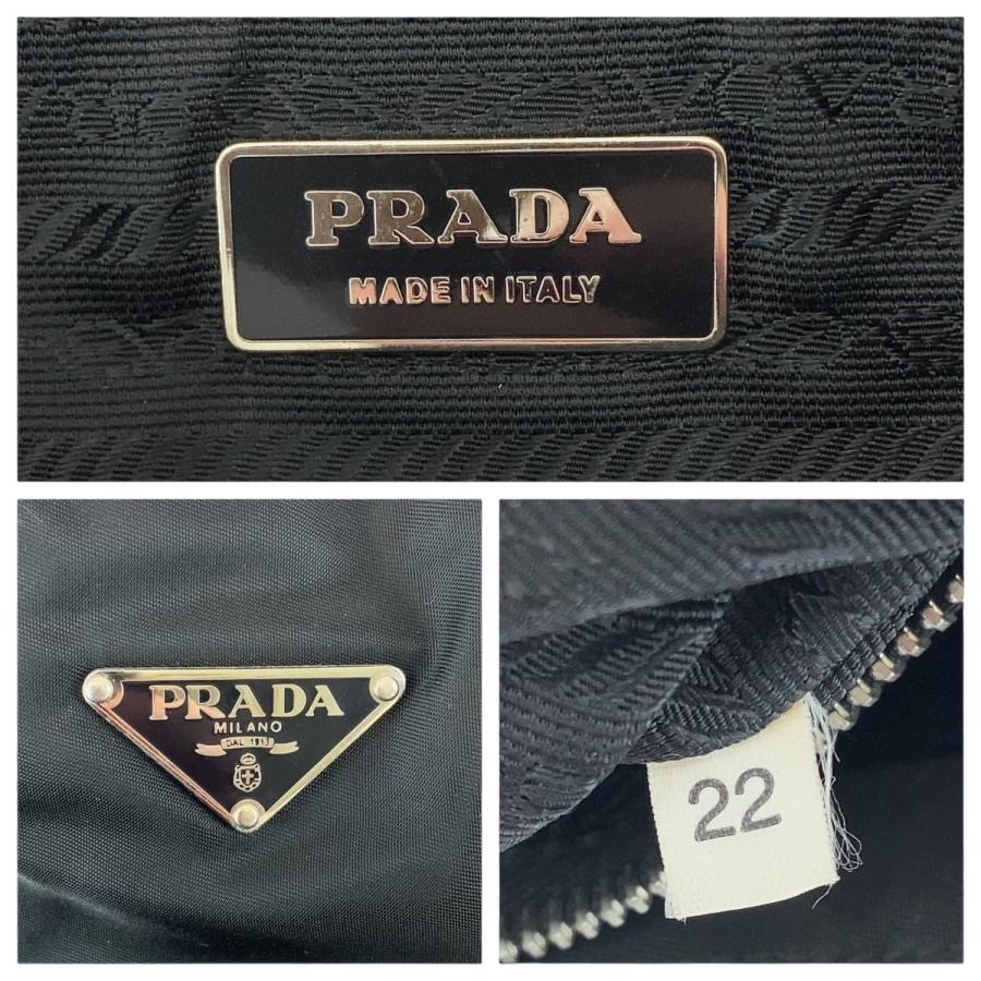 PRADA 美品 プラダ テスート 三角ロゴプレート ブラック 黒