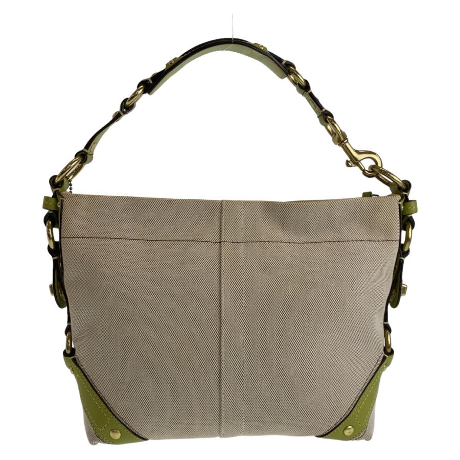 COACH（コーチ） カーリー ベージュ グリーン ゴールド金具 キャンバス 